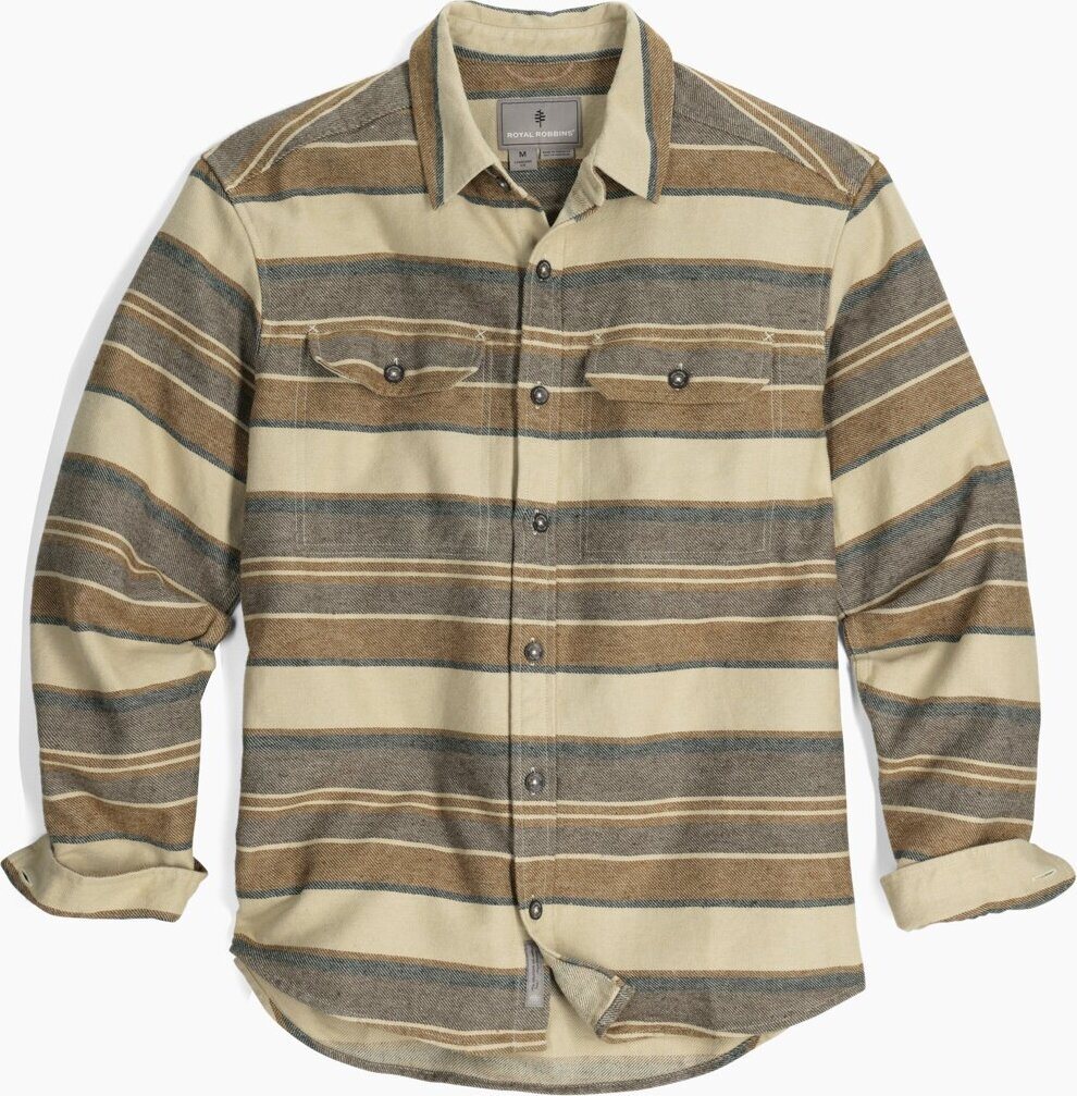 Royal Robbins Clouds Rest Hemp Longsleeve Mens Bistre Pacific Crest Stripe (224)