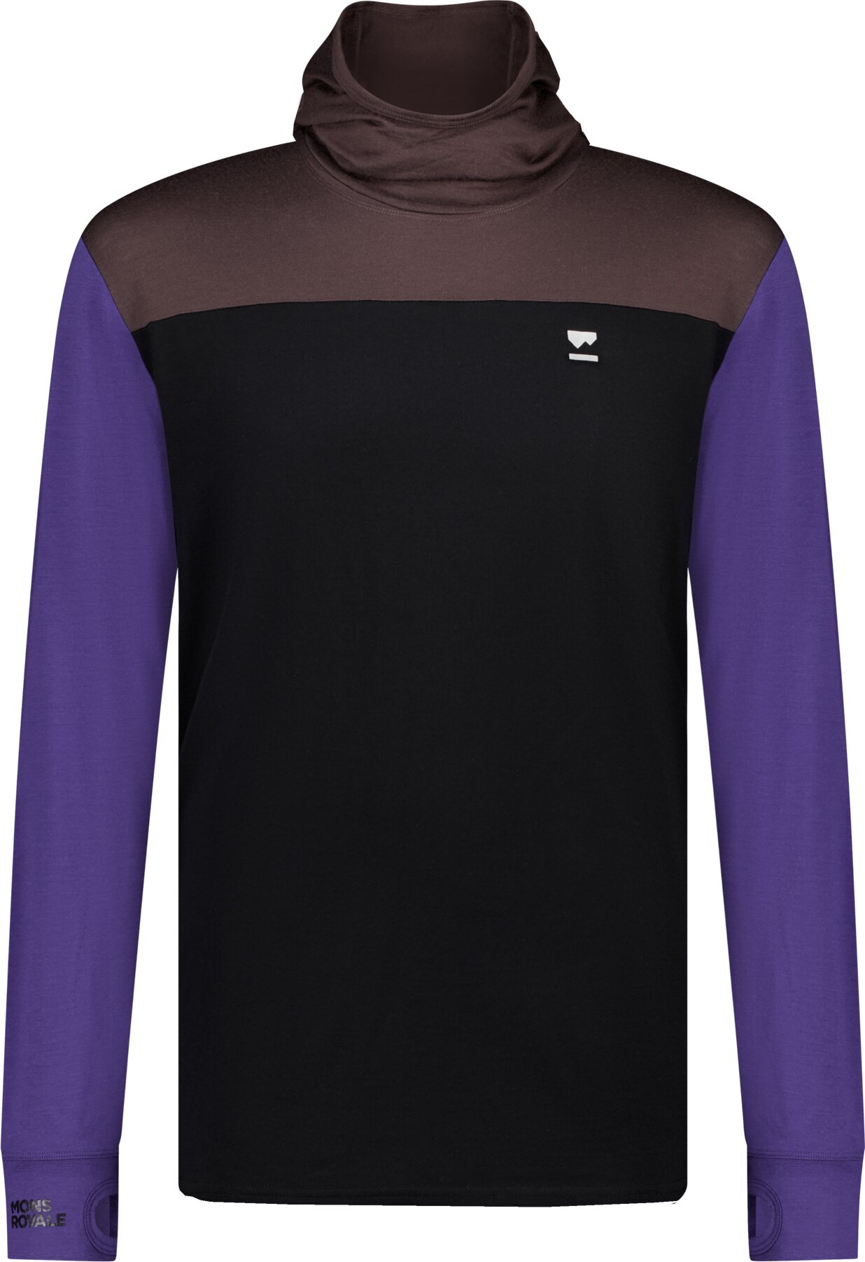 Mons Royale Yotei Powder Hood Longsleeve Mens Violet / Cedar / Black