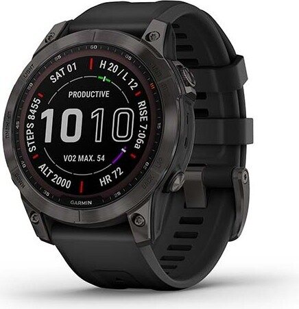 Garmin Fenix 7 Sapphire Solar (Esittelykappale) Carbon Gray DLC Ti w/Black