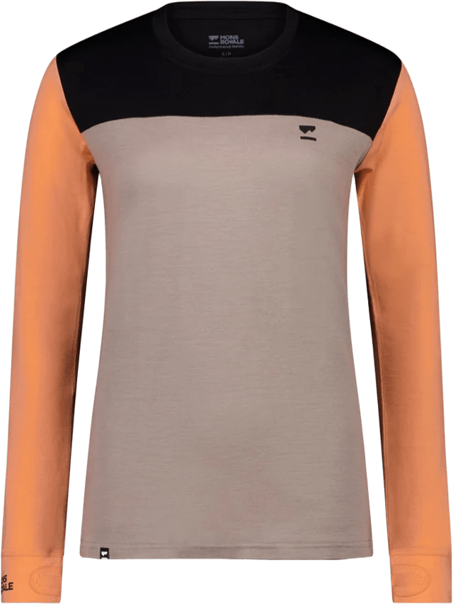 Mons Royale Yotei BF Tech LS Womens Punch / Cinder / Black