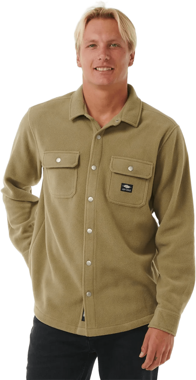 Rip Curl Fun Times Polar Fleece Shirt Mens Washed Moss