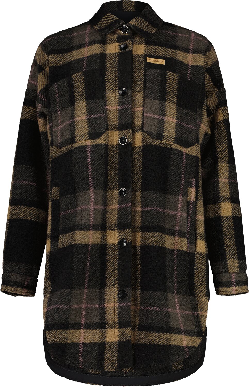 Maloja HalapM. Wool Check Coat Womens Deep Black Multi