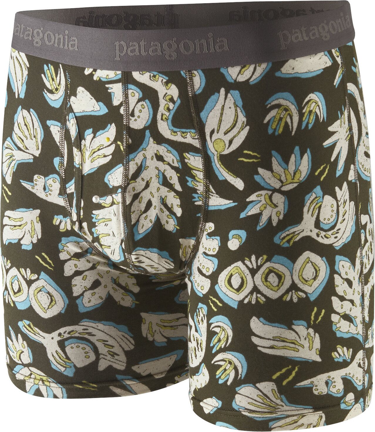 Patagonia Essential Boxer Briefs - 6 in. Mens Across Oceans: Pine Needle Green