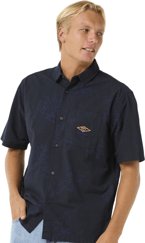 Rip Curl Raw Energy Short Sleeve Shirt Mens Washed Black