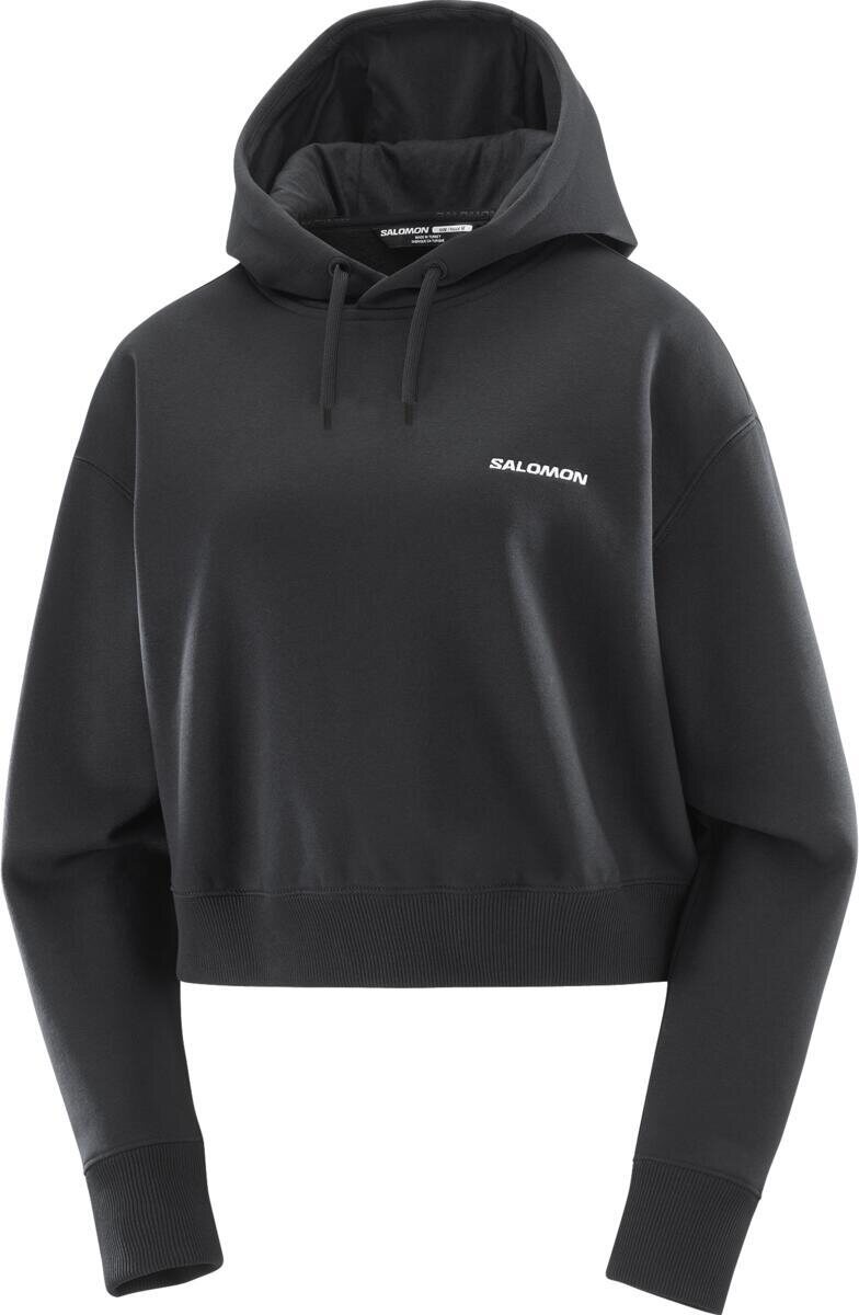 Salomon Logo Short Hoodie Womens Deep Black