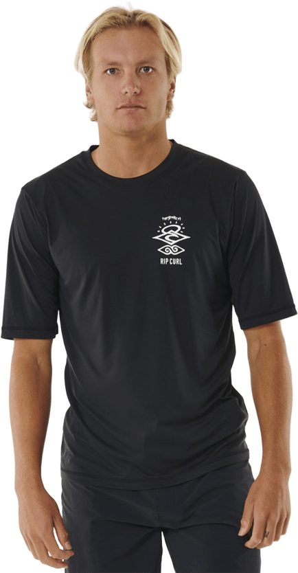 Rip Curl Icons Surflite UPF Short Sleeve Mens Black
