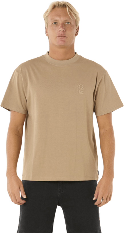 Rip Curl Search Embroidery Tee Mens Sand Dune