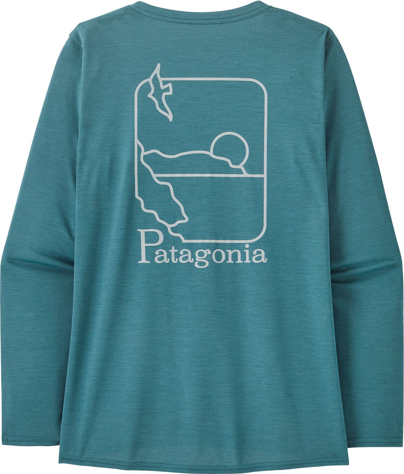 Patagonia Long-Sleeved Cap Cool Daily Graphic Shirt - Waters Womens Swelldrifter: Wetland Blue X-Dye