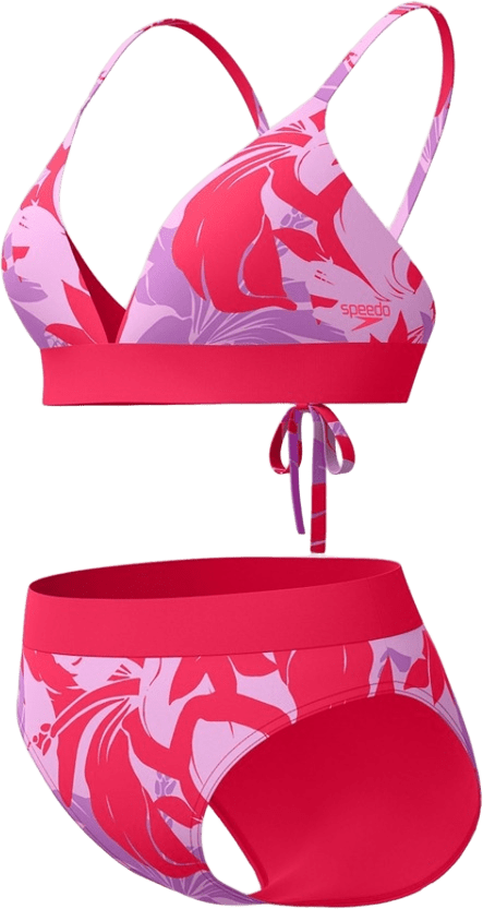 Speedo Printed Banded Triangle 2-Piece Raspberry Fill