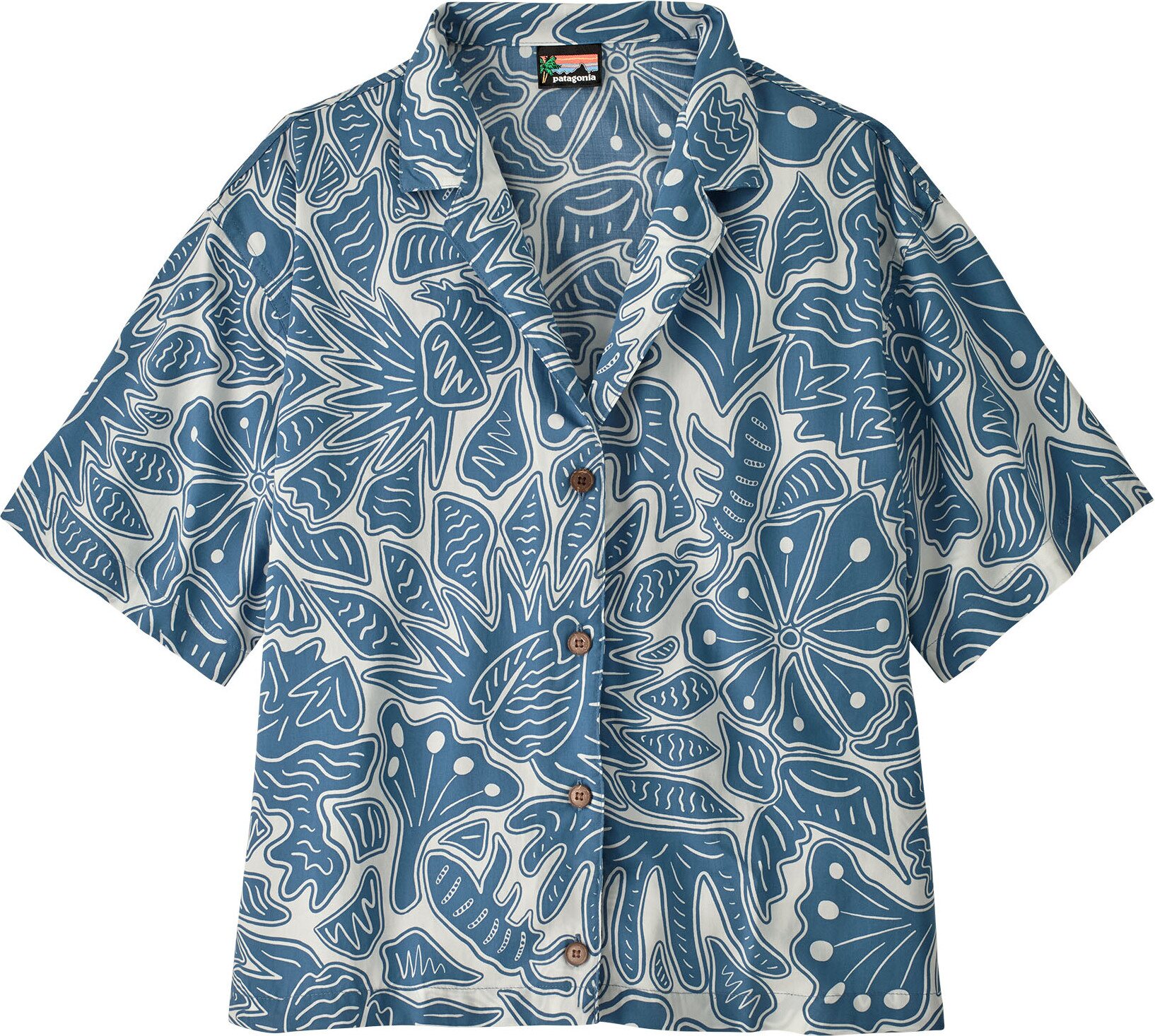 Patagonia Tidal Threads Shirt Womens Bees and Flowers: Still Blue