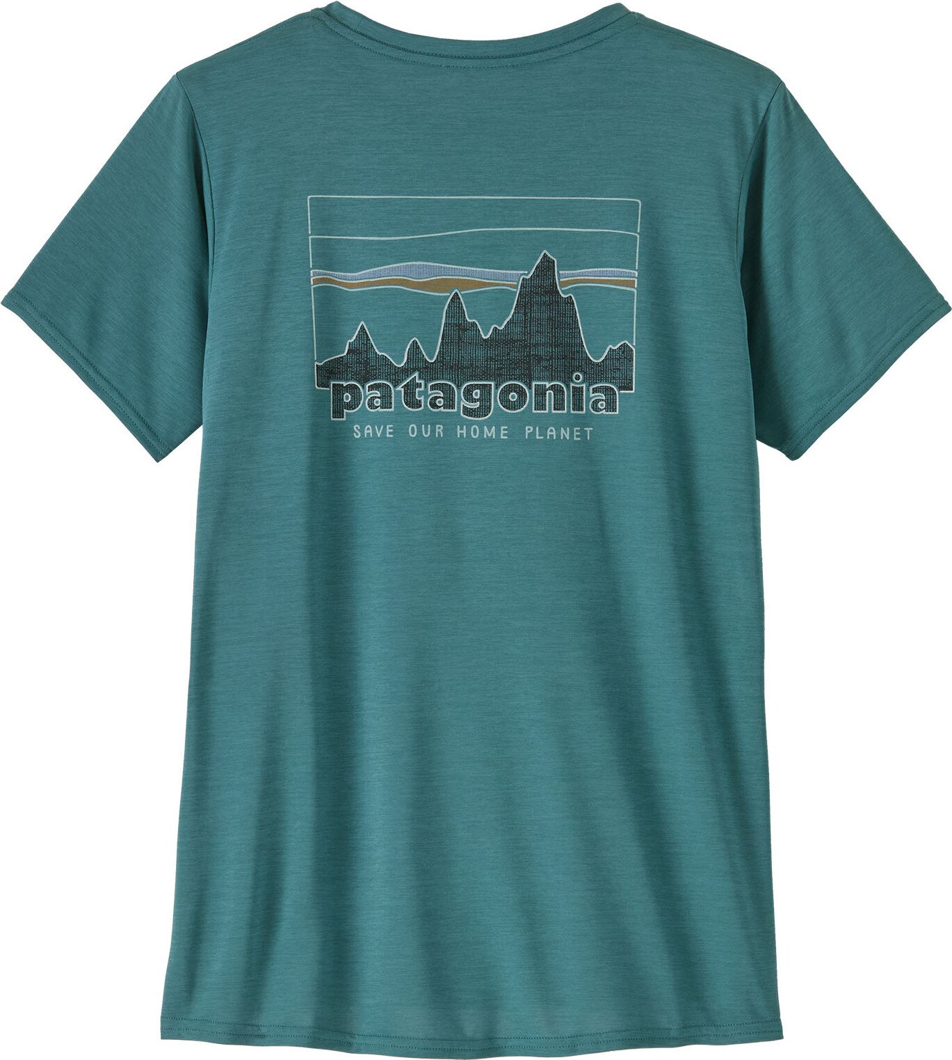 Patagonia Capilene Cool Daily Graphic Shirt Womens ‘73 Skyline: Wetland Blue X-Dye