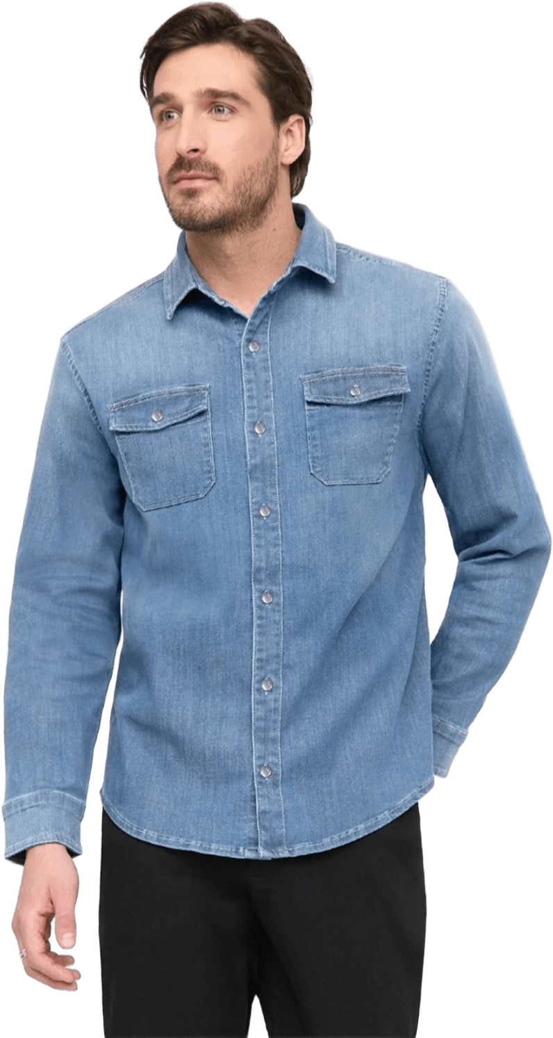 Duer Performance Denim Lite Two-Pocket Shirt Mens Haze Indigo
