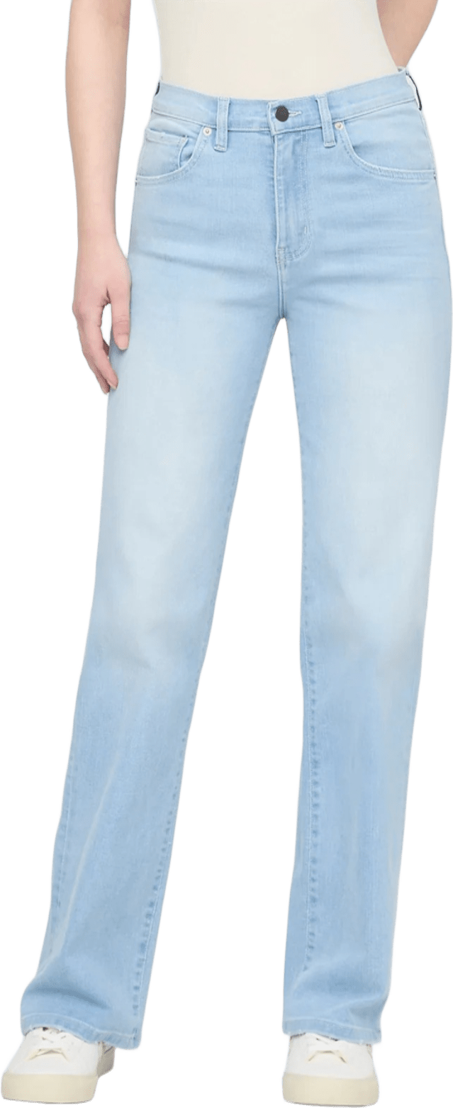 Duer Performance Denim+ High Rise Straight Womens Sun Faded Blue