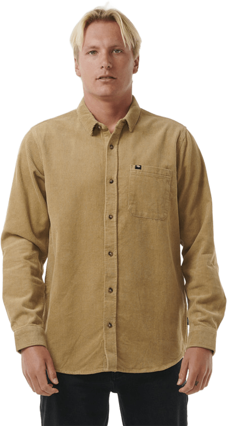 Rip Curl Classic Surf Cord Long Sleeve Shirt Mens Dark Khaki