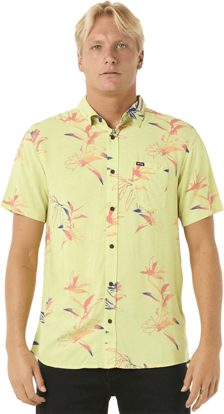 Rip Curl Fun Times Short Sleeve Shirt Mens Lime Wash