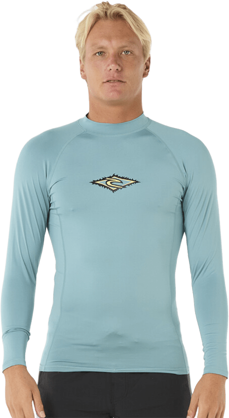 Rip Curl Raw Energy Perf Long Sleeve Rash Guard Mens Blue Lagoon