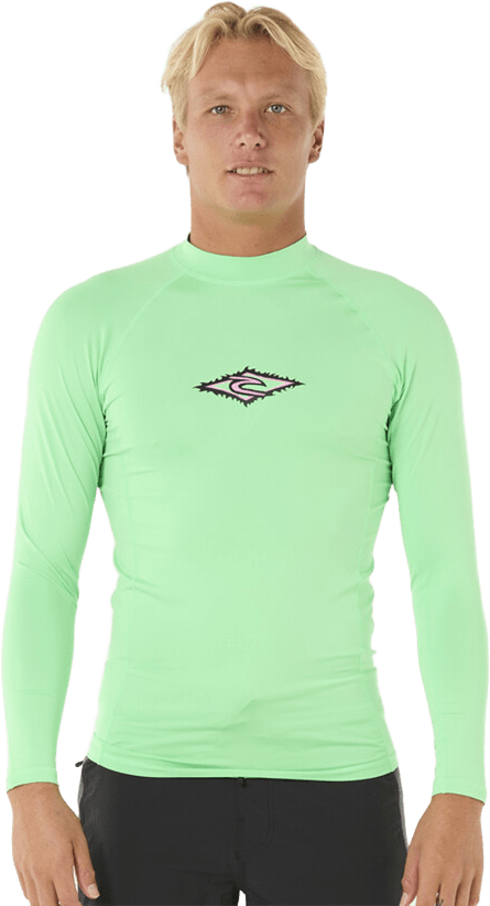 Rip Curl Raw Energy Perf Long Sleeve Rash Guard Mens Neon Green