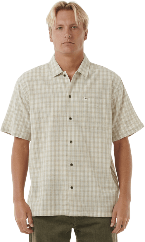 Rip Curl Classic Surf Check Short Sleeve Shirt Mens Bone