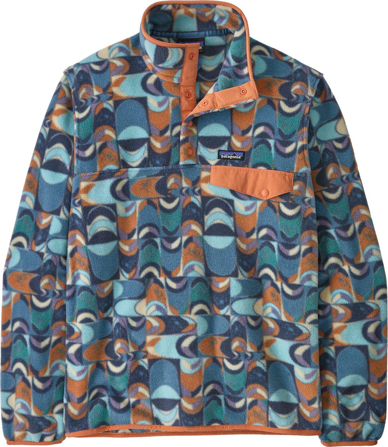 Patagonia Lightweight Synch Snap-T Pullover Mens Swallowtail Geo: Still Blue