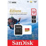 Sandisk MicroSDHC Extreme 32GB+Adap works with GoPro Mess. 100MB/s A1 C10 V30 UHS-I U3