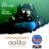 PADI Junior Open Water Diver - laitesukelluksen peruskurssi kuivapukuluokituksella (OWD+Dry Suit Specialty 10-15v.)