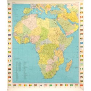 Afrikka, seinäkartta, 1:12 milj., valtiol., K&F, 77x92 cm