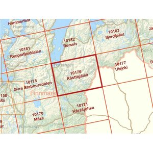 Norja 10176, Rasttigaisa 1:50 000, topografinen kartta