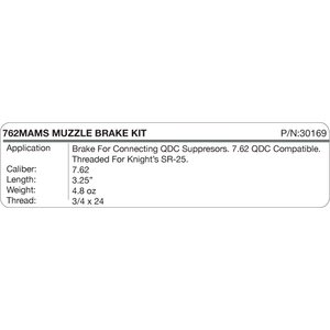 KAC 7.62 QDC MAMS MUZZLE BRAKE KIT, 3/4"-24 TPI