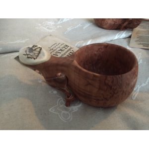 Wooden cup with bone and picture