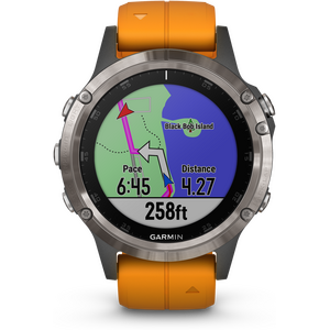 Garmin Fenix 5 Plus Sapphire,Ti w/Spark Orange Band