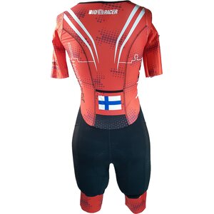 Tri-team 1- osainen kisapuku, hihallinen, vetoketju edessä (MUSTA)