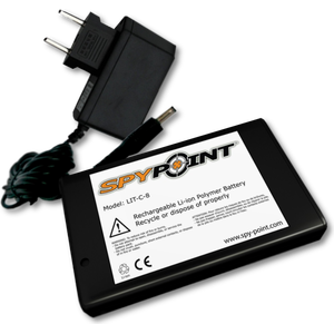 Spypoint Rechargeable Lithium Battery and Charger LIT-C-8, Black