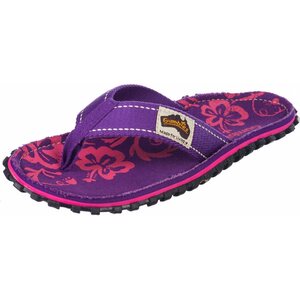 Gumbies Islander Canvas Flip-Flops Purple Hibiscus Women