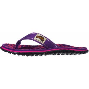 Gumbies Islander Canvas Flip-Flops Purple Hibiscus Women