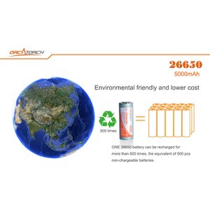 OrcaTorch 26650 Battery 5000mAh