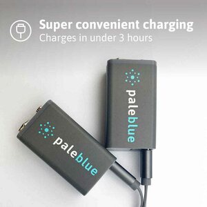Pale Blue 9V USB Rechargeable Smart Batteries