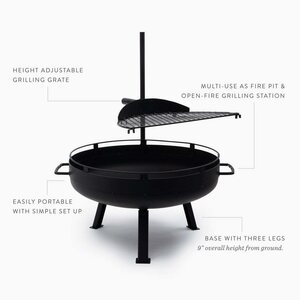 Barebones Cowboy Fire Pit Grill 23"