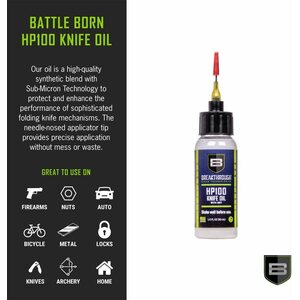 Breakthrough HP100 Knife Oil (Lubricant & Protectant) - 1oz Bottle w/ Needle Tip Applicator