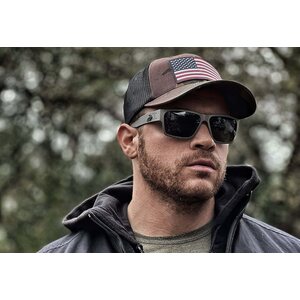 Gatorz Delta Cerakote Black w/Silver Logo, Blue Mirror OPz Gray Lens