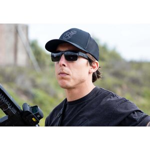 Gatorz Delta Cerakote Black w/Silver Logo, Blue Mirror OPz Gray Lens