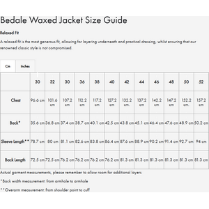 Jacket dimensions