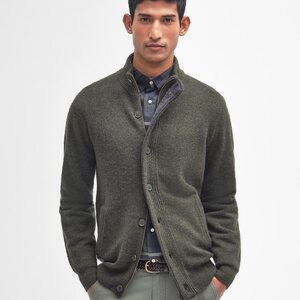 Barbour Essential Patch Zip Through Knitted Jumper Mens