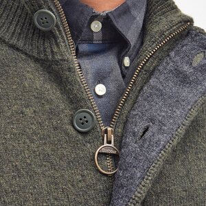 Barbour Essential Patch Zip Through Knitted Jumper Mens