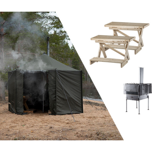 Savotta Hiisi 4 Sauna Tent Set (including Sauna Tent, Tent Stove and Sauna Benches)