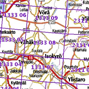 Lehmäjoki 95/96, taitettu, 1333 08+11 Maastokartta