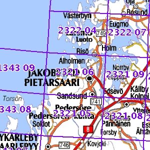 Jakobstad 99/99, taitettu, 2321 06+03 Maastokartta