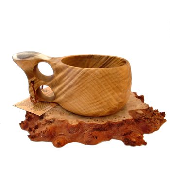 E. Koivumaa Wooden cup with bone on top of the handle