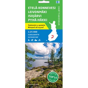 Etelä-Konnevesi Leivonmäki Isojärvi 1:25 000, waterproof map 2019