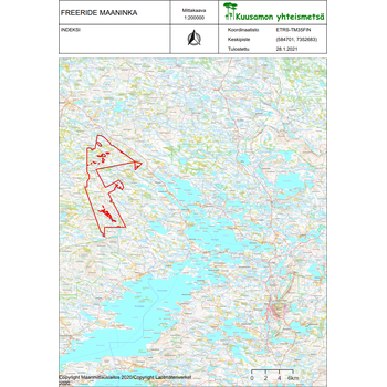 Kuusamon yhteismetsä Freeride-moottorikelkkalupa, VUOROKAUSILUPA KEVÄT 2022, Maaningan palsta