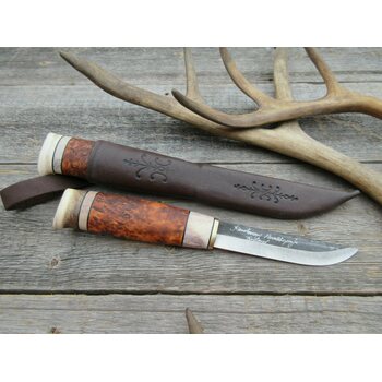 Kauhavan Puukkopaja Reindeer Antler-Curly Birch Knife 607
